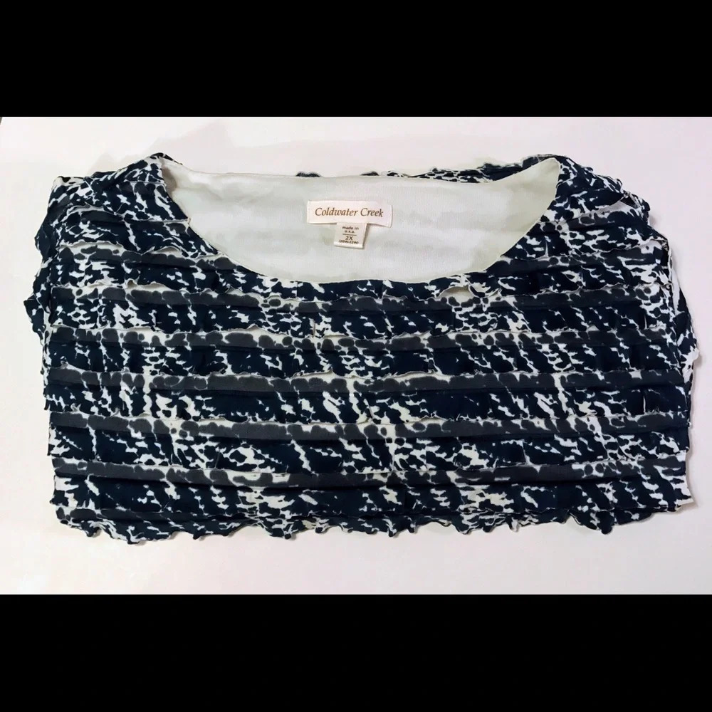 Coldwater Creek Layered Ruffle 3/4 Sleeve Top - Picture 3 of 6